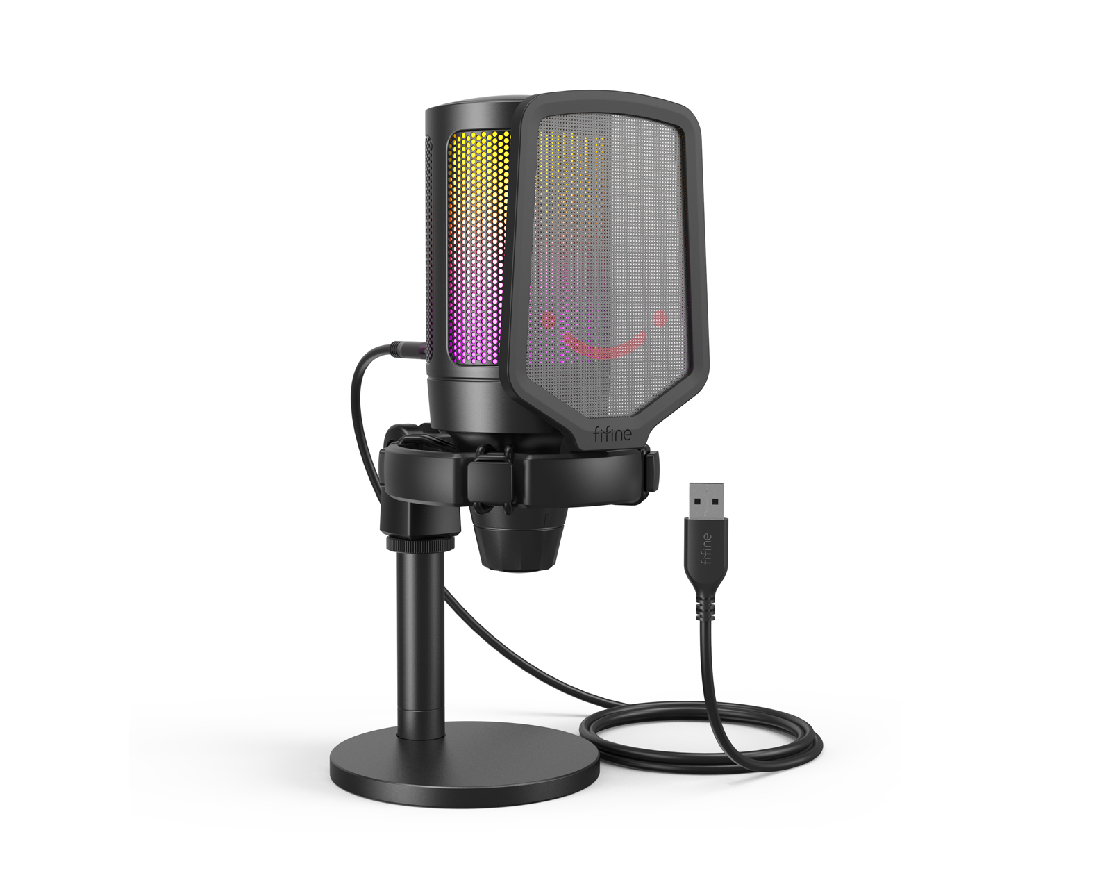 Fifine AMPLIGAME USB Gaming Microphone RGB (PC/PS4/PS5) - Black 
