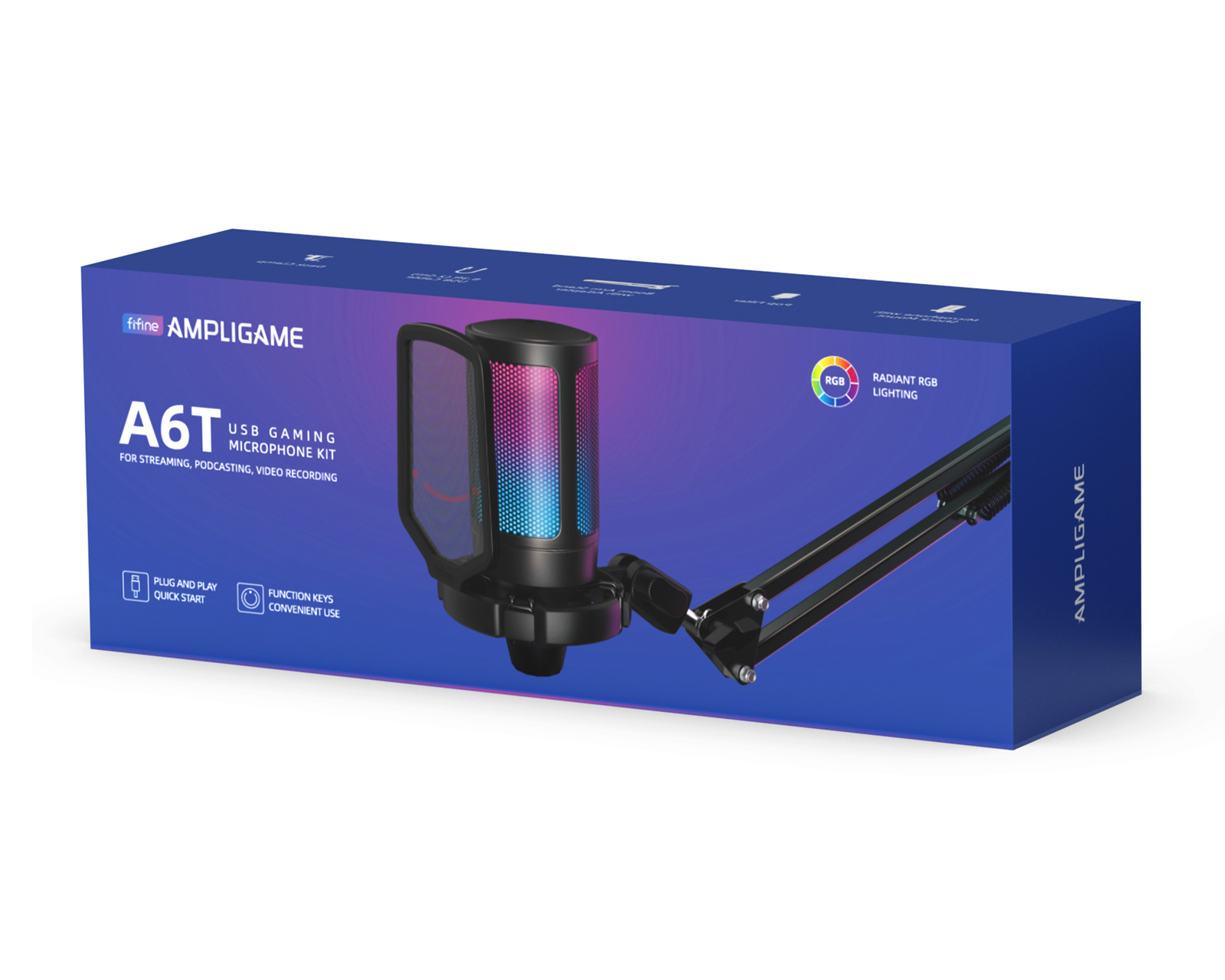 MICROFONO KIT GAMING FIFINE ( A6T ) USB BLACK RGB