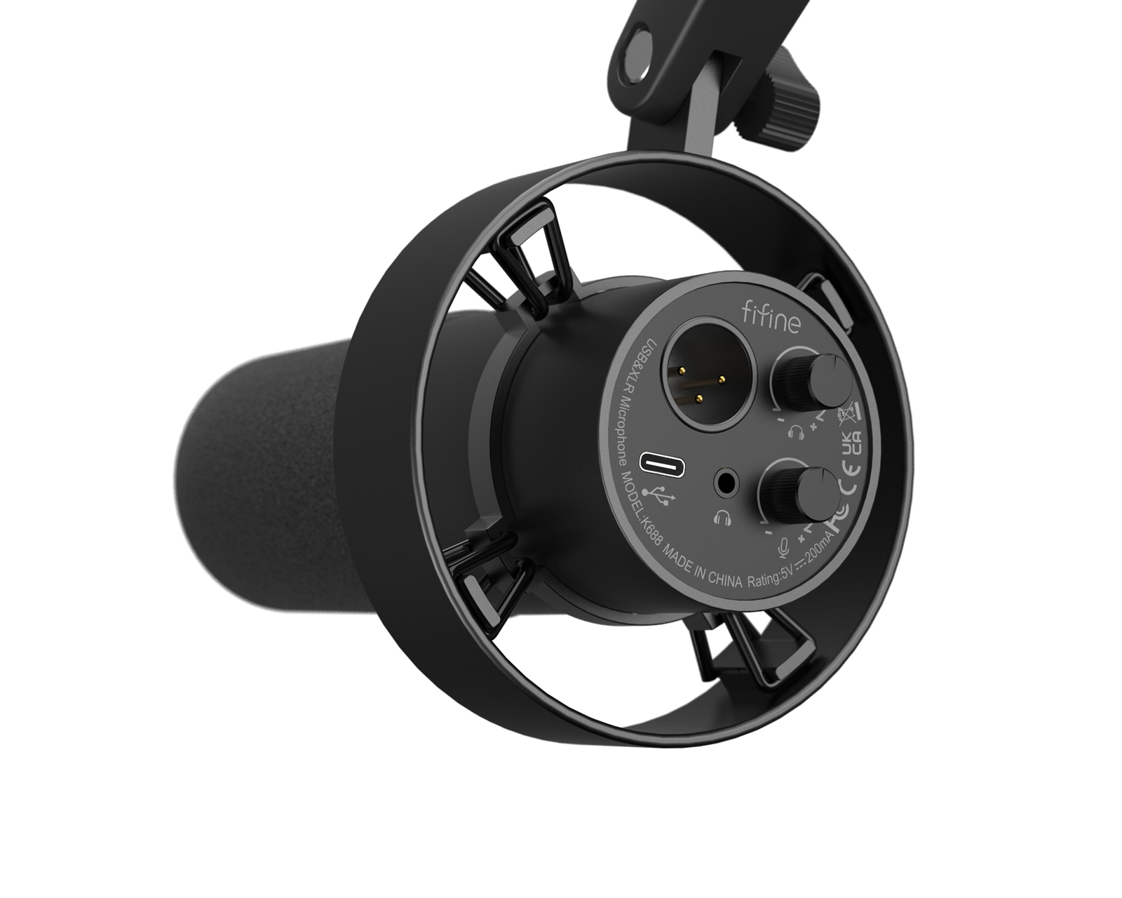 FIFINE ダイナミックマイクK688CT (ブラック) FIFINE K688 XLR USB Podcast Microphone with Boom Arm for PC