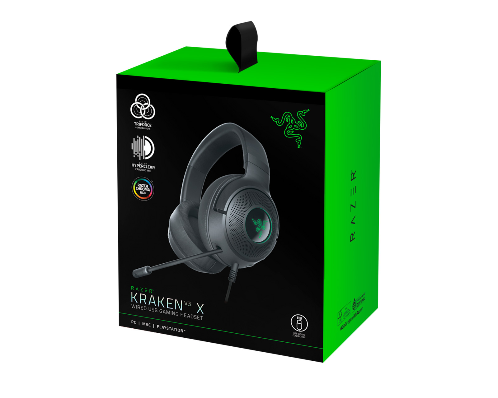Razer Kraken V3 X USB Gaming Headset - Black - MaxGaming.com