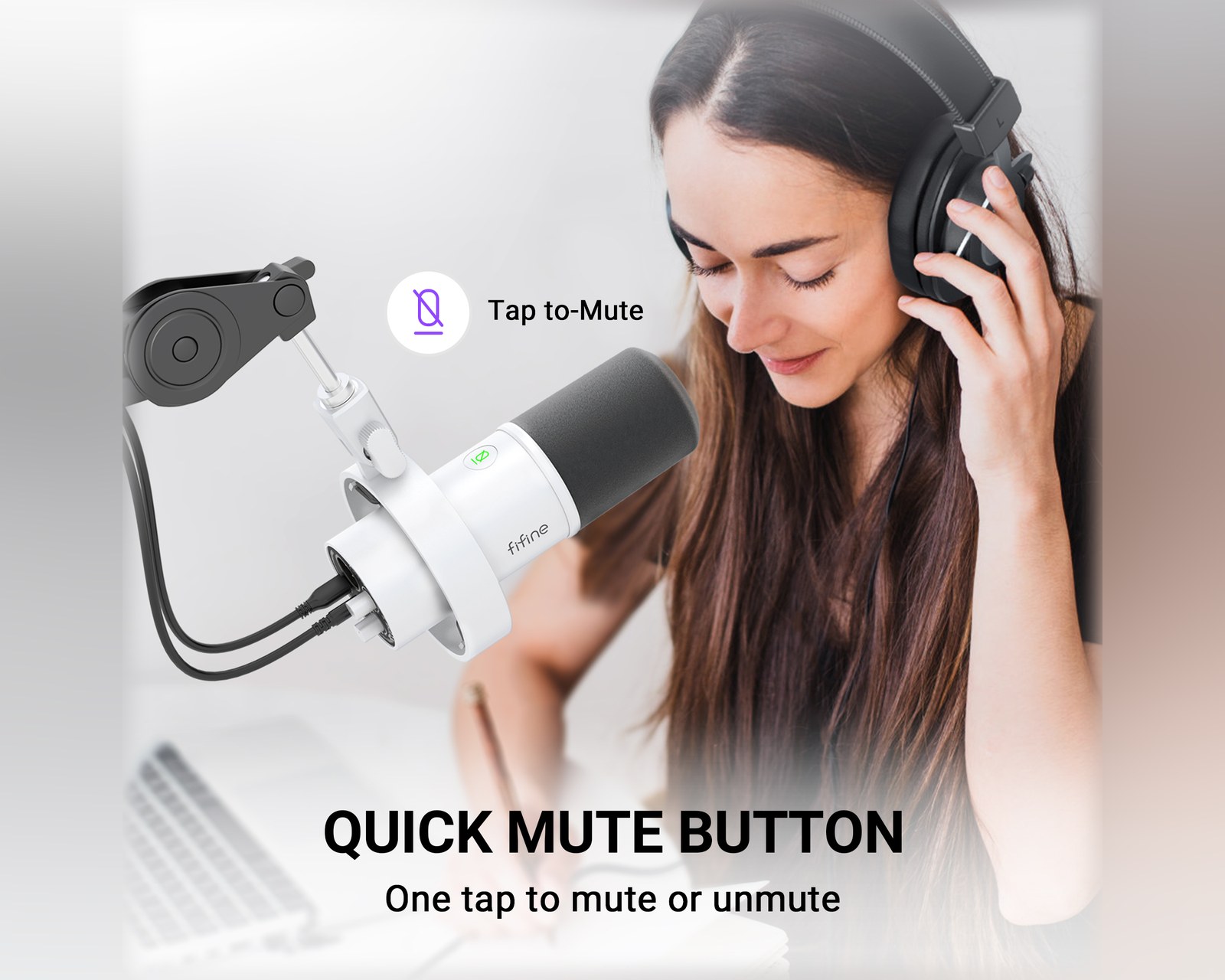 Fifine K688 USB/XLR Microphone - Dynamic Mic - White - MaxGaming.com