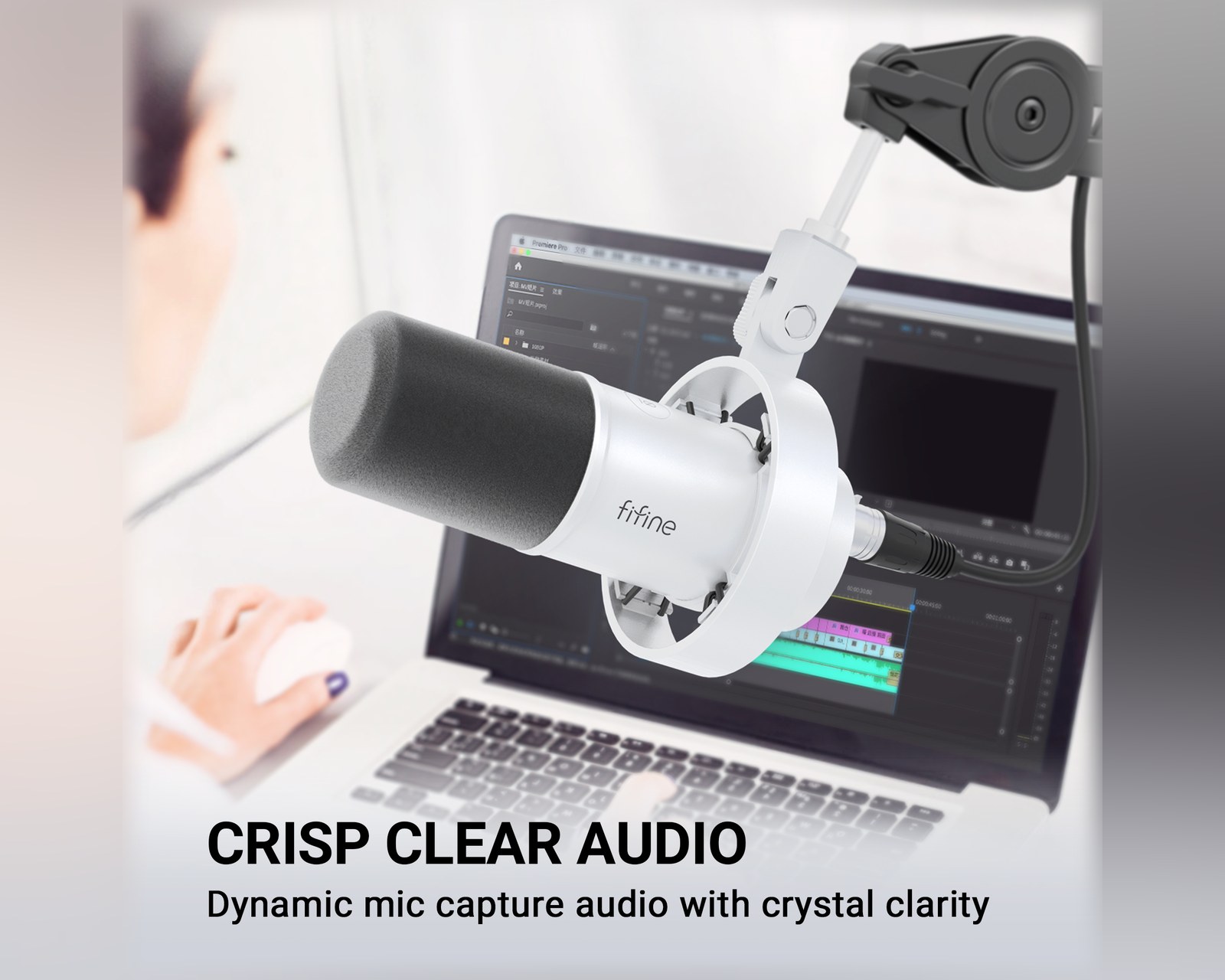 Fifine K688 USB/XLR Microphone - Dynamic Mic - White - MaxGaming.com