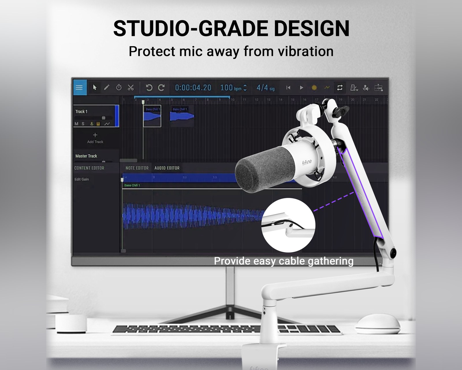 Fifine K688 USB/XLR Microphone - Dynamic Mic - White - MaxGaming.com