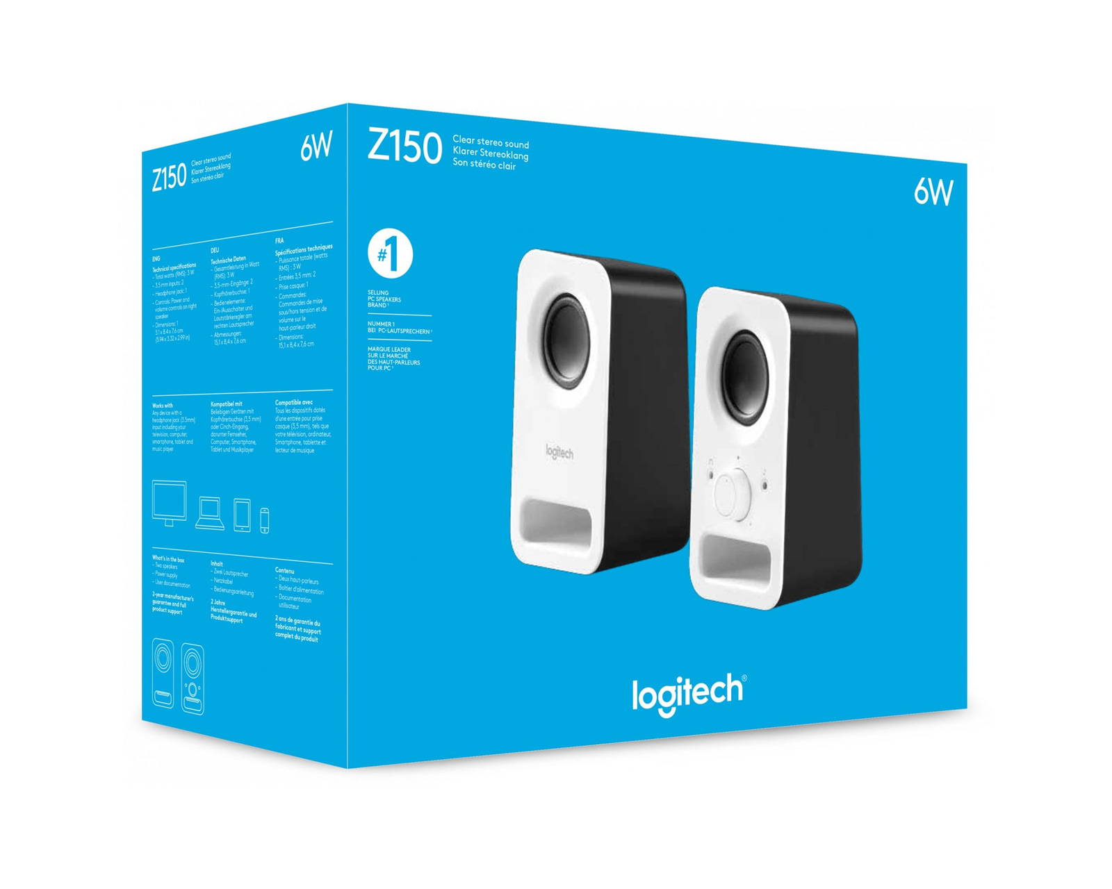 Logitech Z150 Stereo Speakers - White - MaxGaming.com