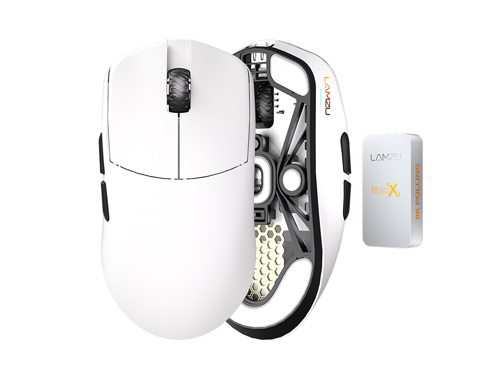 LAMZU Maya X ワイヤレスマウス Lamzu MAYA X Wireless Gaming Mouse - White - MaxGaming.com