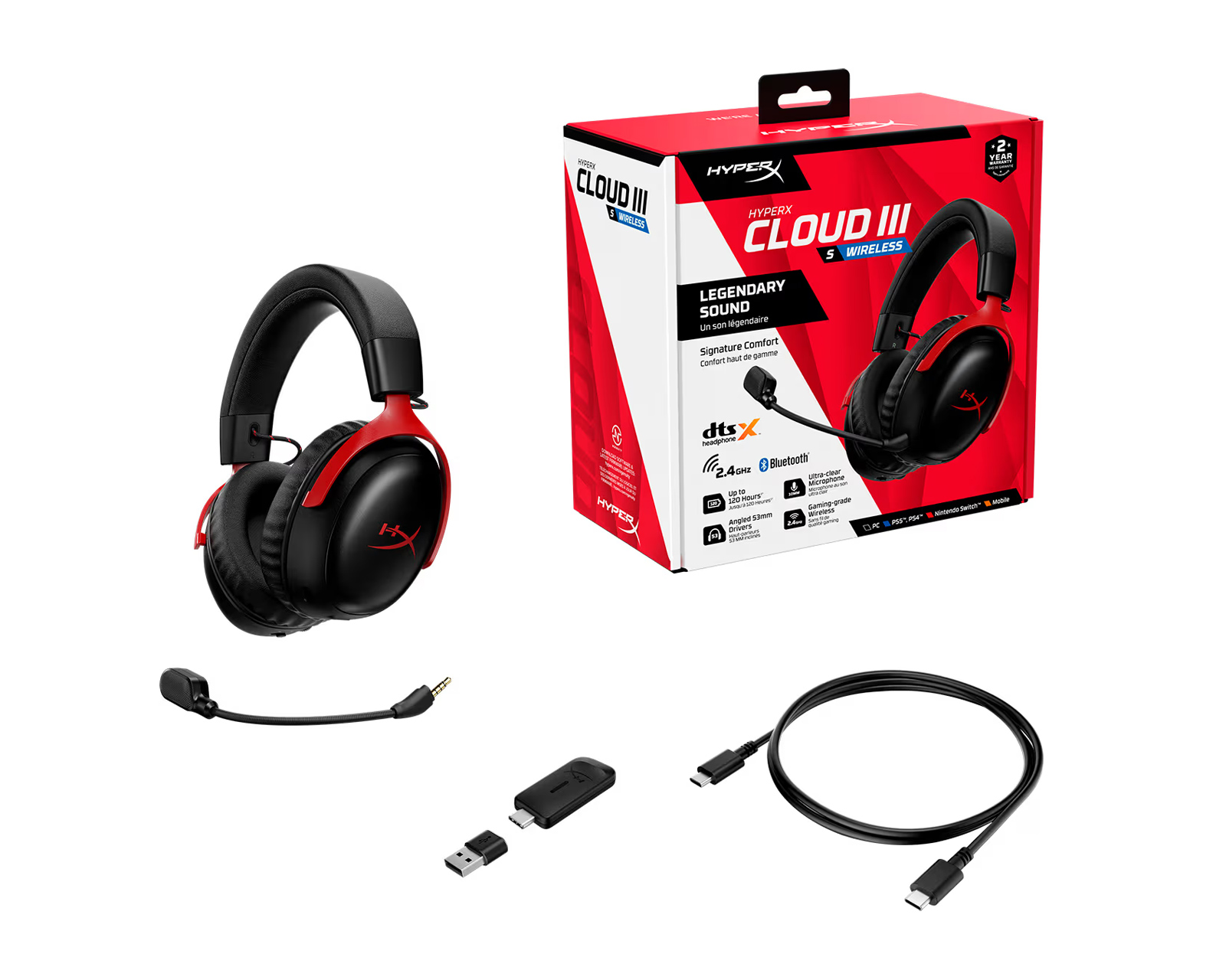HyperX Cloud III S Wireless Headset - Red - MaxGaming.com