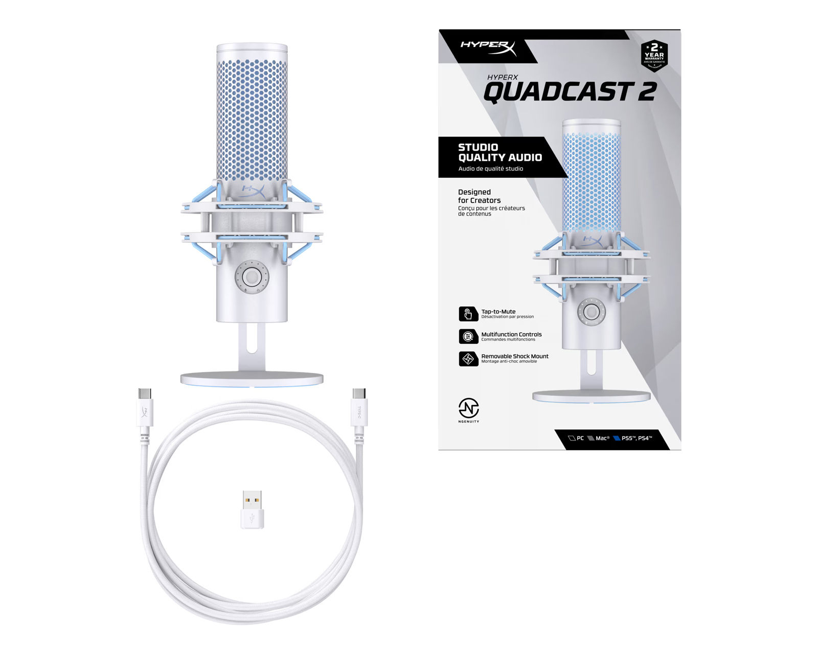 HyperX Quadcast 2 Microphone - Frost - MaxGaming.com