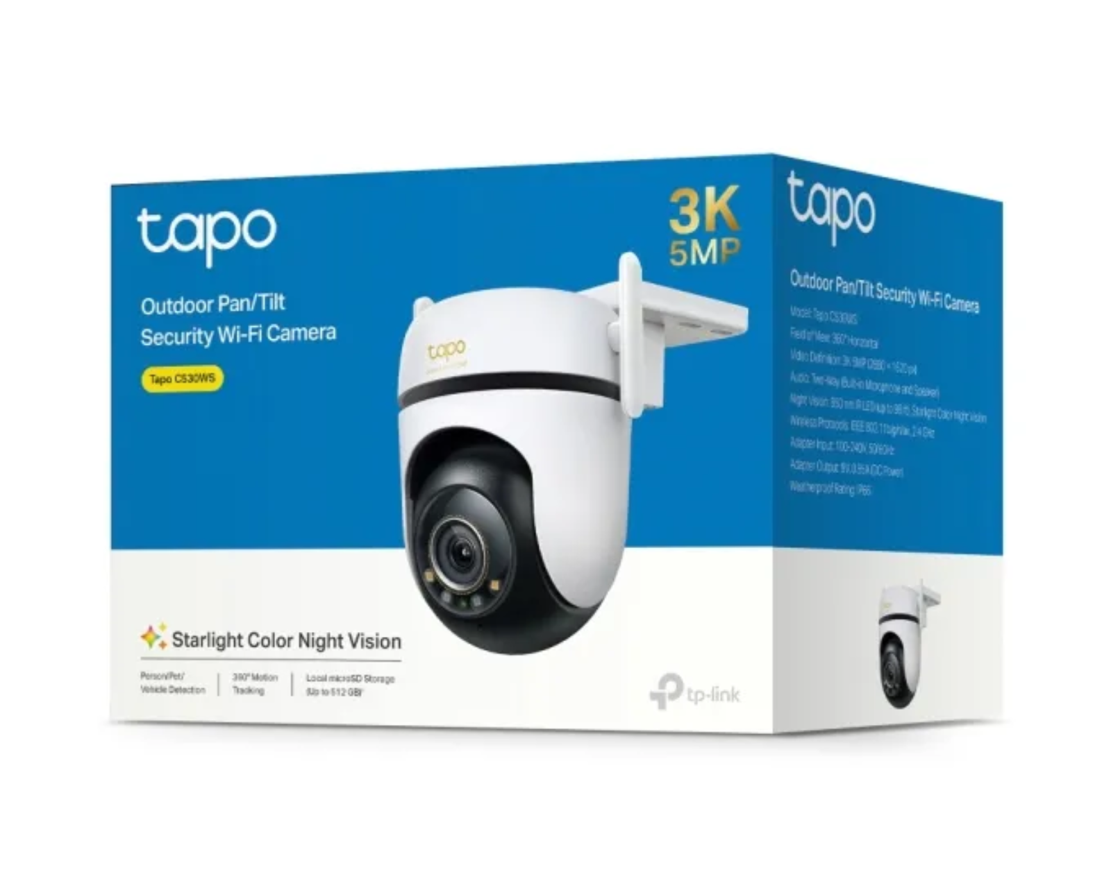 Tapo C530WS 3K 5MP 防犯カメラ 3K 500万画素×AI×360°カバー】Wi-Fiでも有線LANでも、昼夜問わず