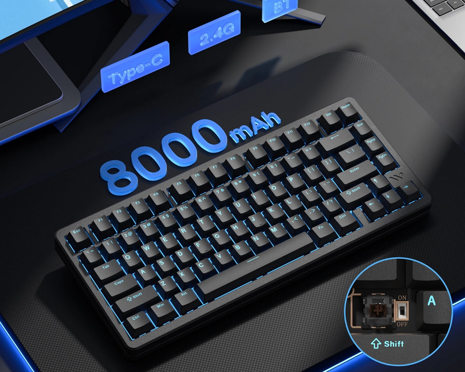 Womier Keyboard SK75 TMR/HE Wireless Keyboard - Black - MaxGaming.com
