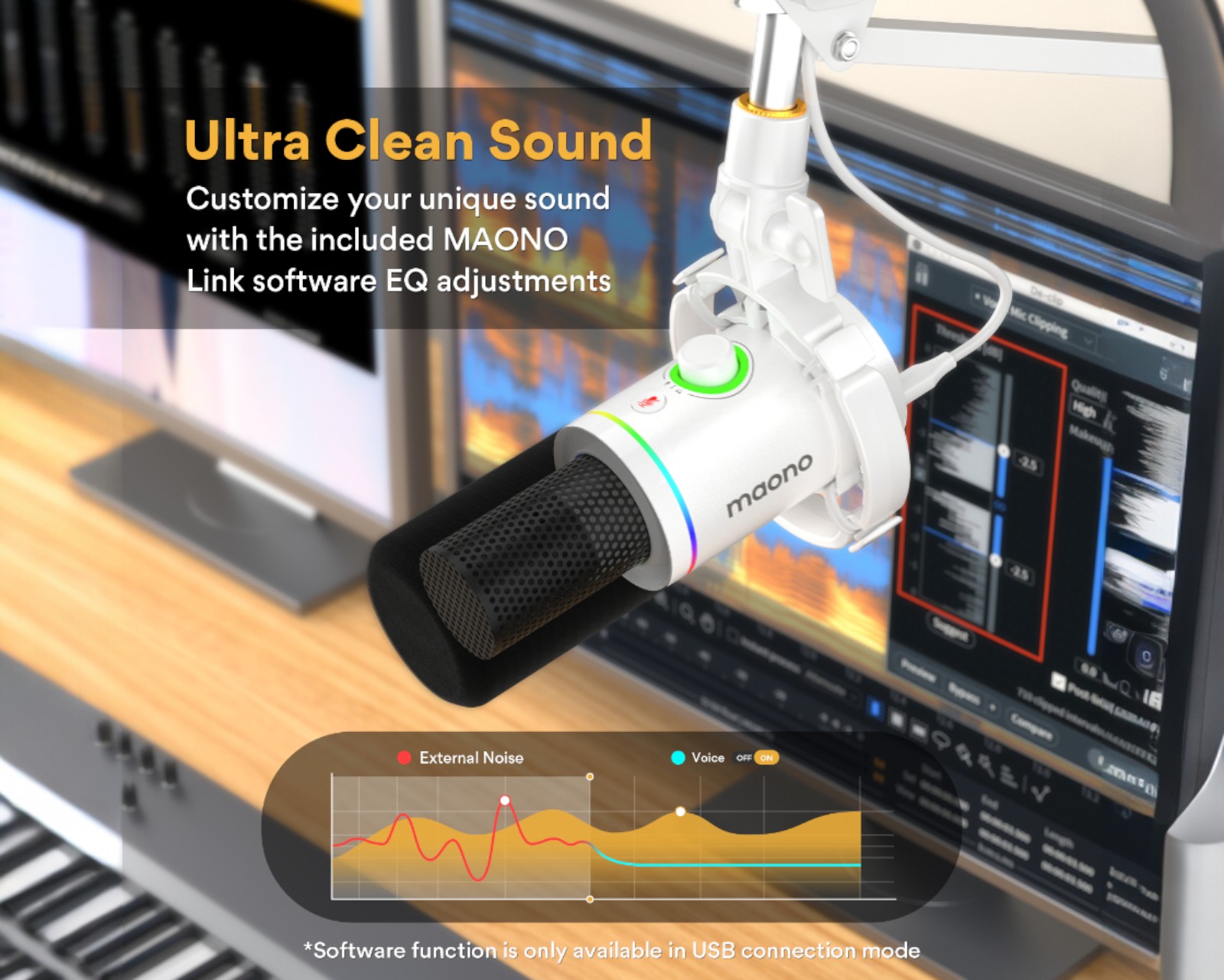 Maono PD200XS USB/XLR Microphone Set - Dynamic Mic - White