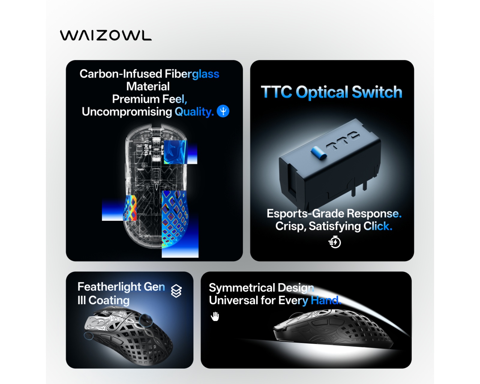 Waizowl TRIAINA - 8K Wireless gaming Mouse - Abysse - MaxGaming.com
