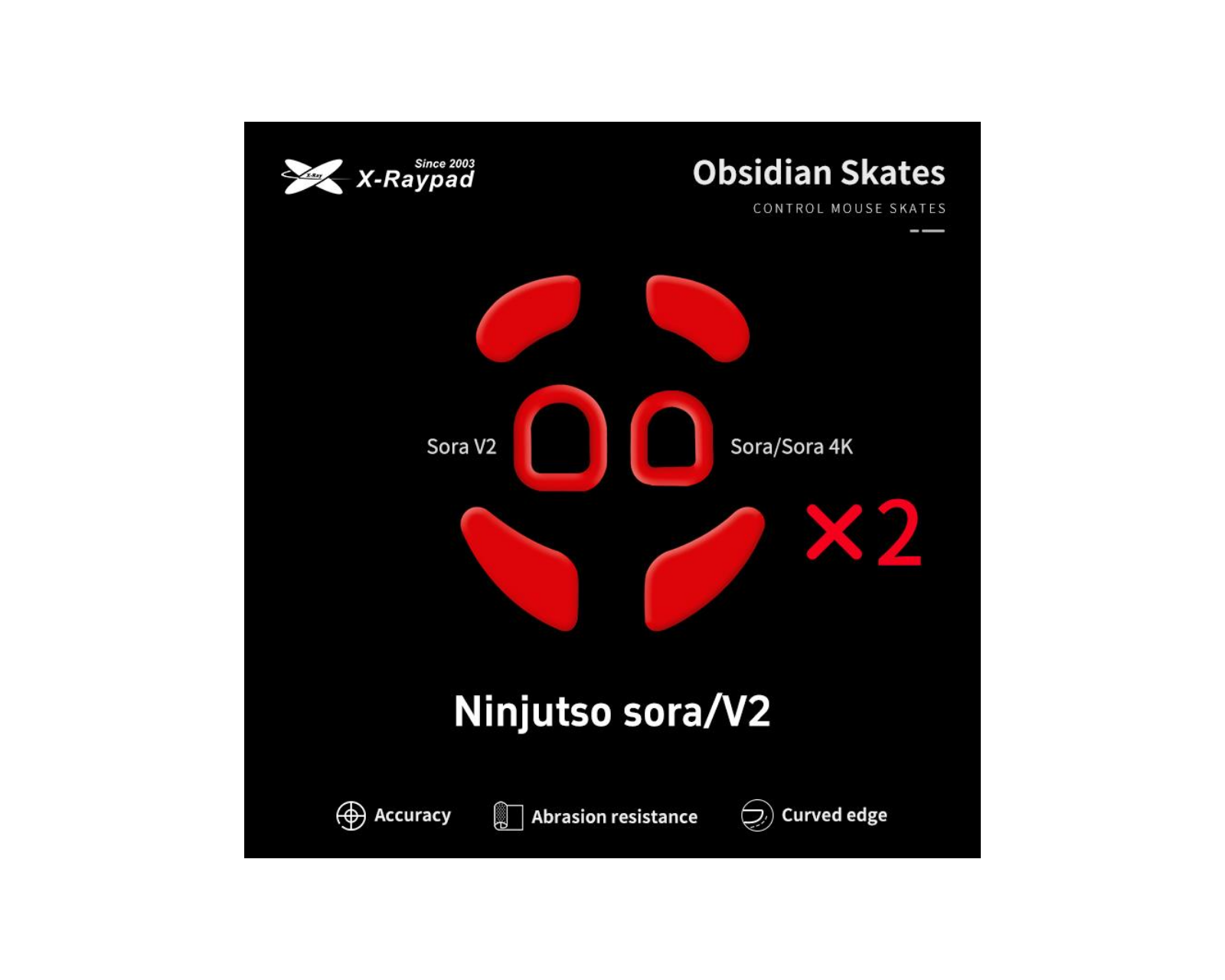 X-raypad Obsidian Mouse Skates for Ninjutso Sora / 4K / Sora V2