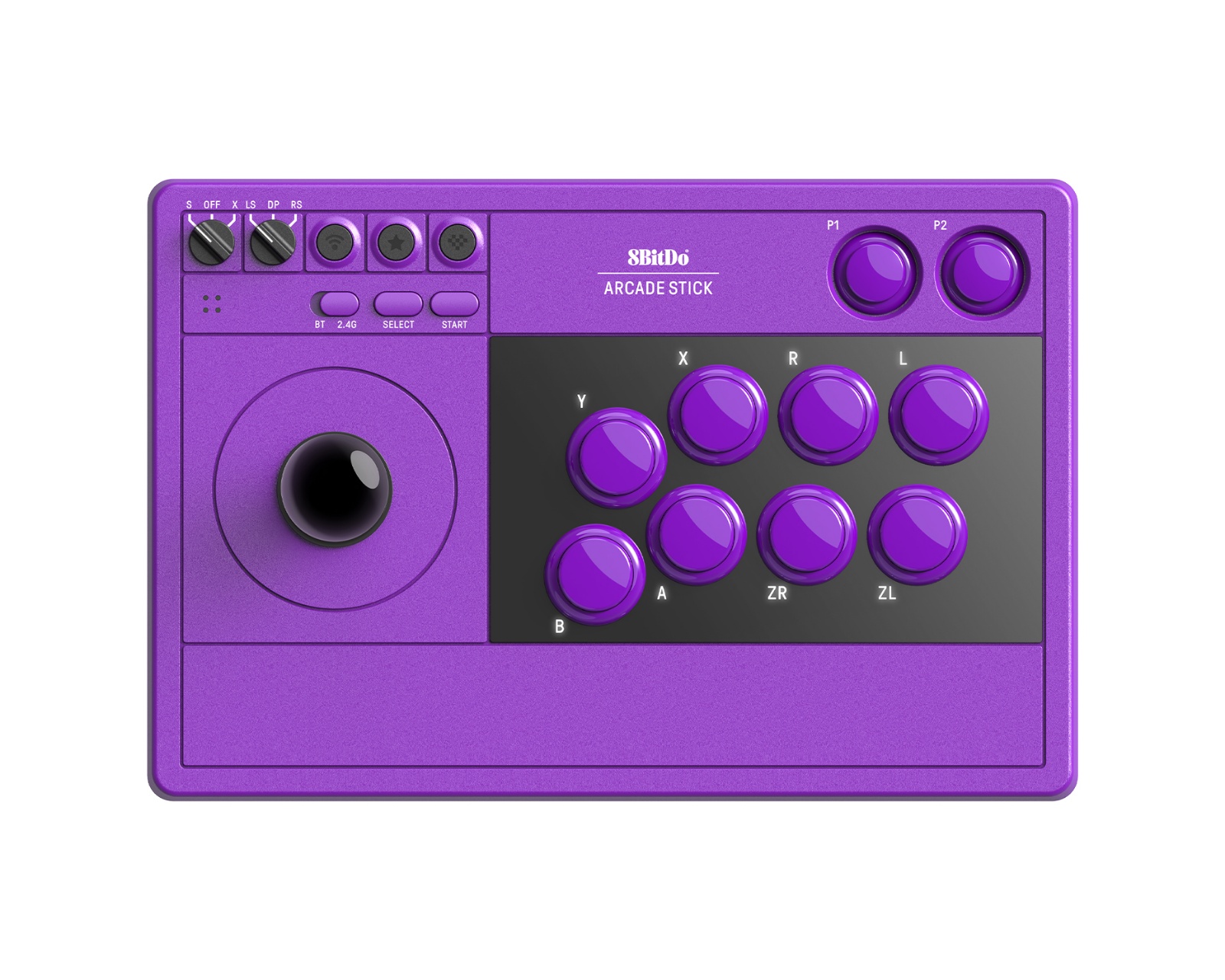 8Bitdo Arcade Stick 2.4G PC & Nintendo Switch - Purple - MaxGaming.com