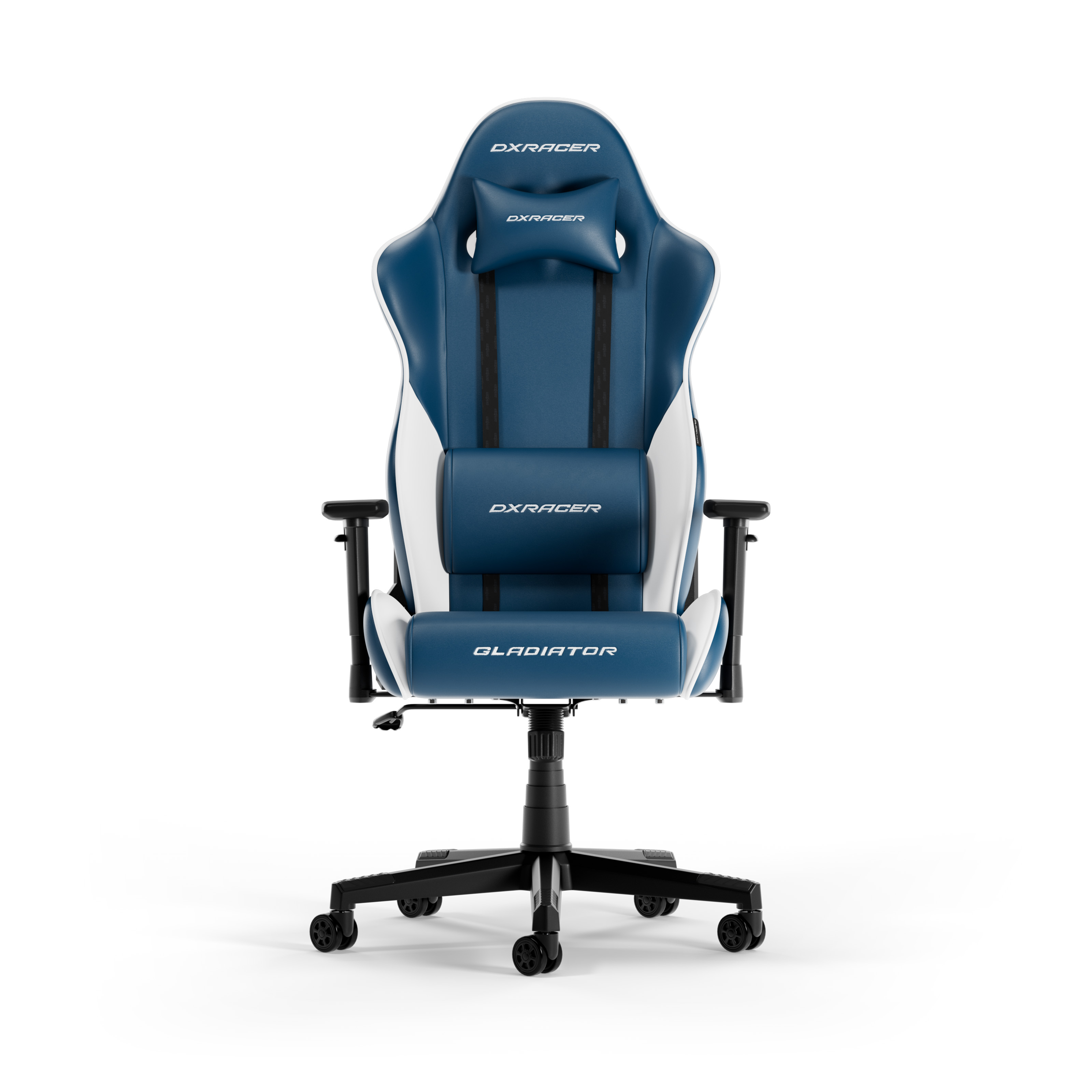 DXRacer GLADIATOR L Blue & White PVC Leather - MaxGaming.com