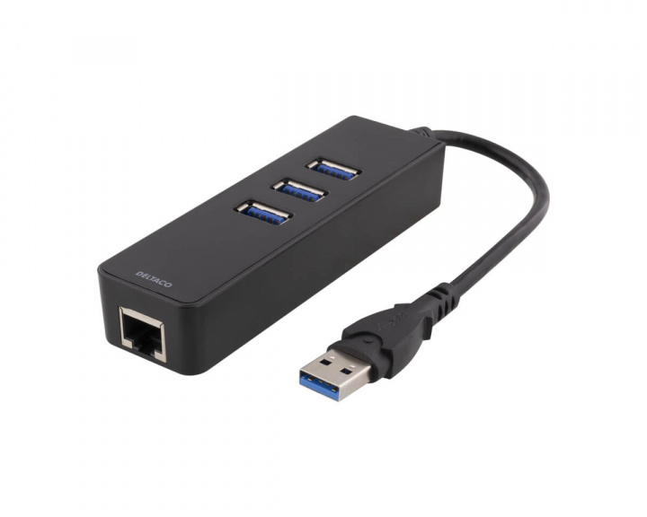 Deltaco 3 Ports USB 3.0 Gigabit Ethernet Lan Network Adapter Hub To 1000Mbps