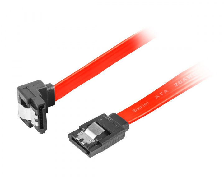 SATA 2 Angled (3GB/S) 50cm Metal Clips - Red in the group PC Peripherals / Computer components / Internal cables at MaxGaming (15134)