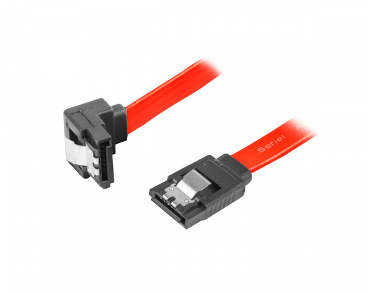Lanberg SATA 3 Angled (6GB/S) 50cm Metal Clips - Red