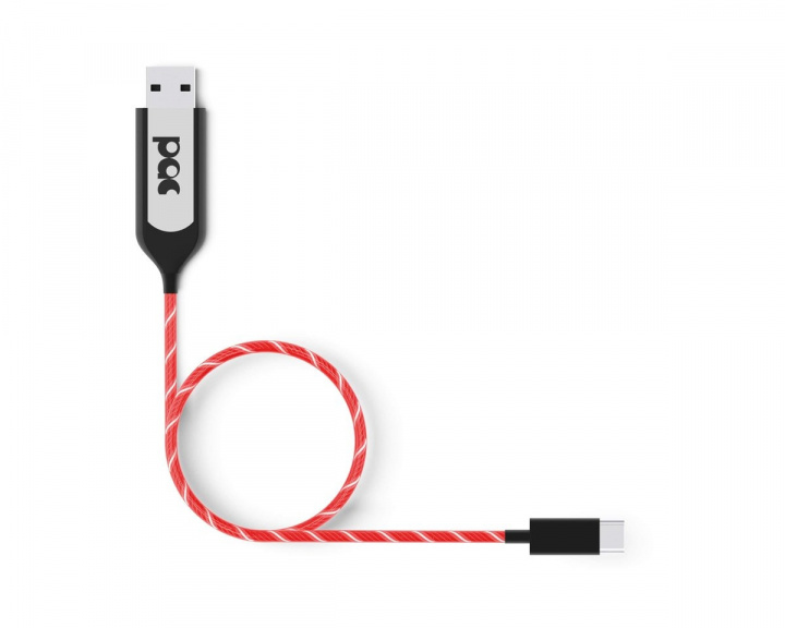 Charging Cable USB-C 1m Red LED Illuminated Cable in the group PC Peripherals / Cables & adapters / USB cable at MaxGaming (16041)