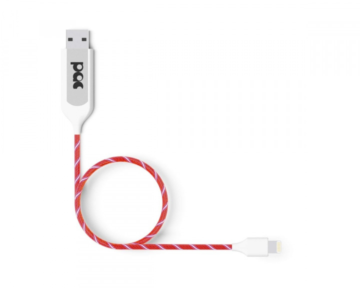 PAC Charging Cable Lightning 1m Red LED Illuminated Cable