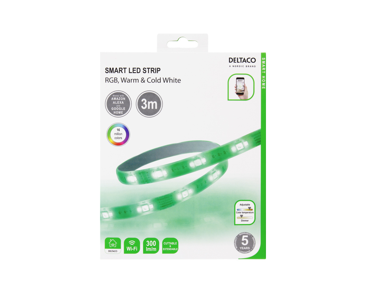 Deltaco Smart Home RGB LED list WiFi 3M