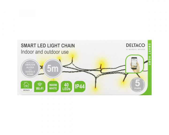 Deltaco Smart Home WiFi-lightchain - 5m, 40 led