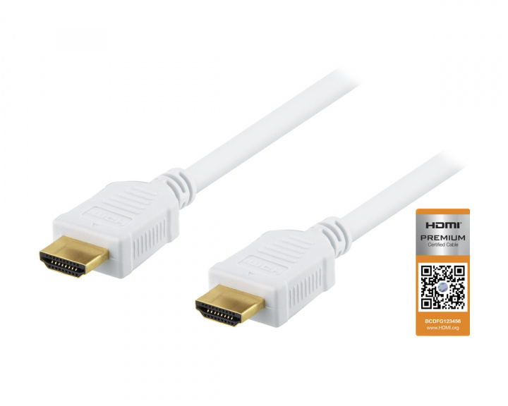 Deltaco Premium HDMI 2.0 Cable, Ethernet, 4K, 3 Meter - White