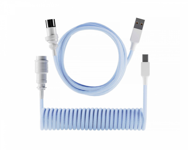 MaxMount Electroplating Aviator Coiled Cable USB-C - Light blue/White