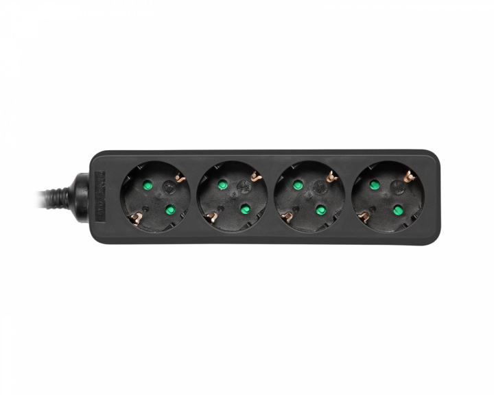 Deltaco Earthed Power Strip, 4-sockets - Black