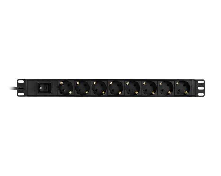 Deltaco Earthed Power Strip, 8-sockets with on/off switch - Black