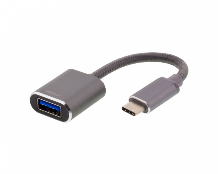 Deltaco USB-C to USB-A OTG adapter - Aluminum