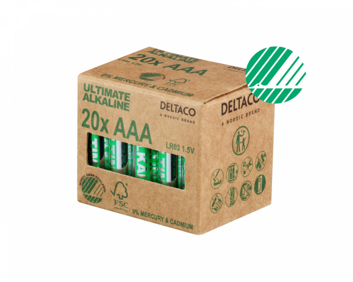 Deltaco Ultimate Alkaline AAA-battery, 20-pack