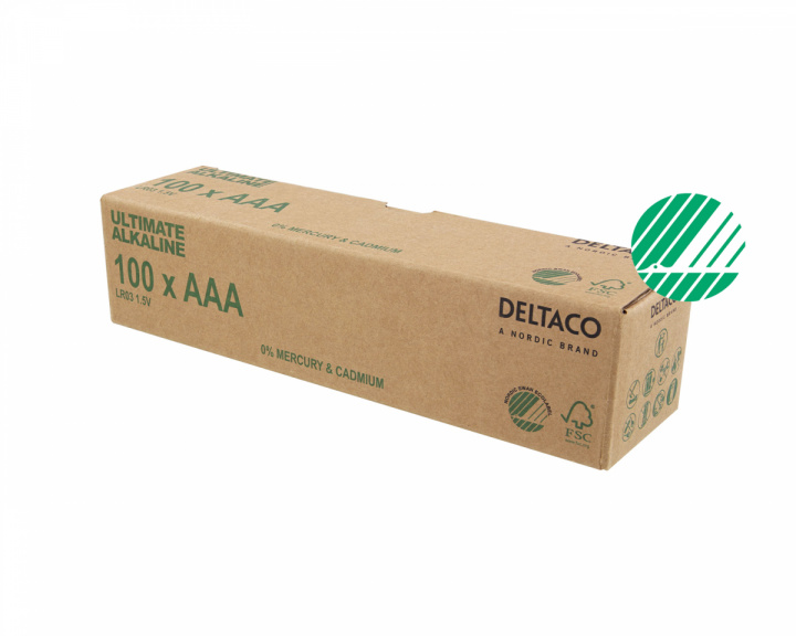 Deltaco Ultimate Alkaline AAA-battery, 100-pack (Bulk)