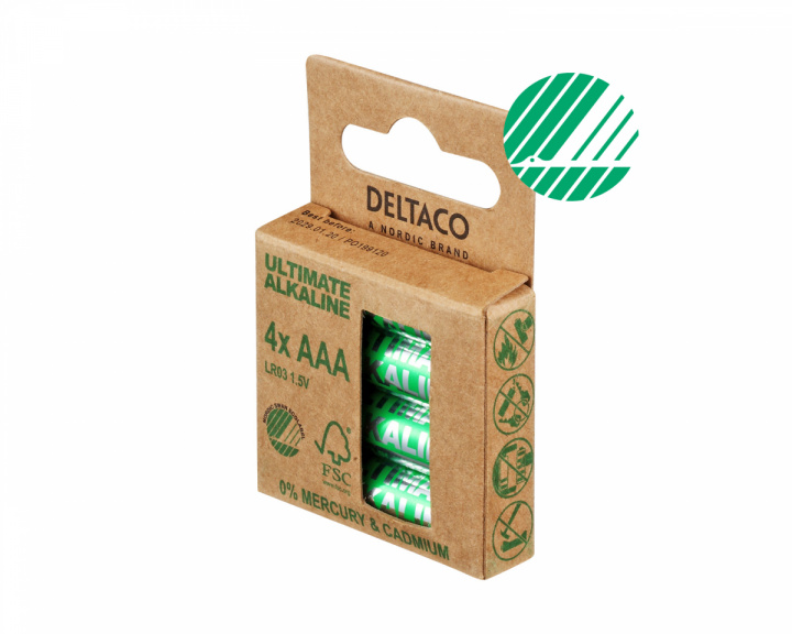 Deltaco Ultimate Alkaline AAA-battery, 4-pack