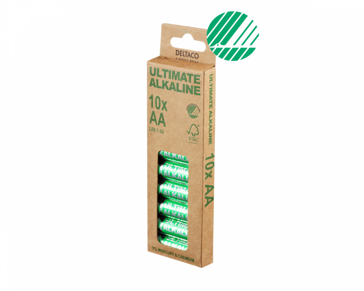 Deltaco Ultimate Alkaline AA-battery, 10-pack