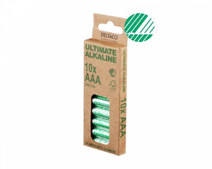 Deltaco Ultimate Alkaline AAA-battery, 10-pack