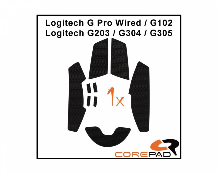 Corepad Soft Grips for Logitech G Pro Wired/G102/G203/G304/G305 Series - Black