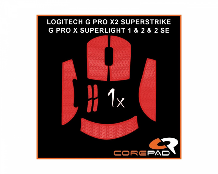 Corepad Soft Grips for Logitech G PRO X SUPERLIGHT 1 / 2 / 2 SE & X2 SUPERSTRIKE- Red