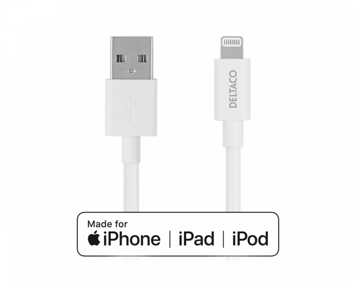 Deltaco USB-A to Lightning MFi - Charge/sync cable 0.5m - White