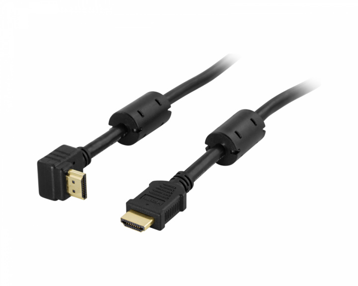 Deltaco Angled HDMI Kabel High Speed with Ethernet - Black - 5m