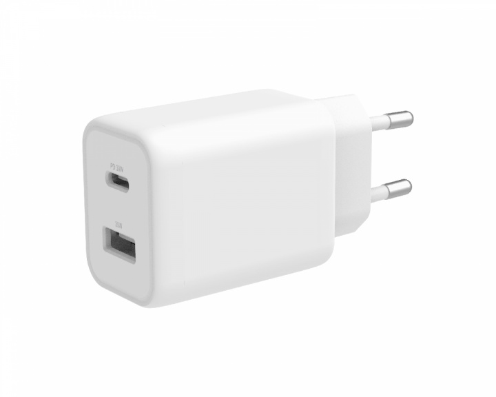 Deltaco USB Wall Charger USB-A & USB-C - 18 & 30 W - White