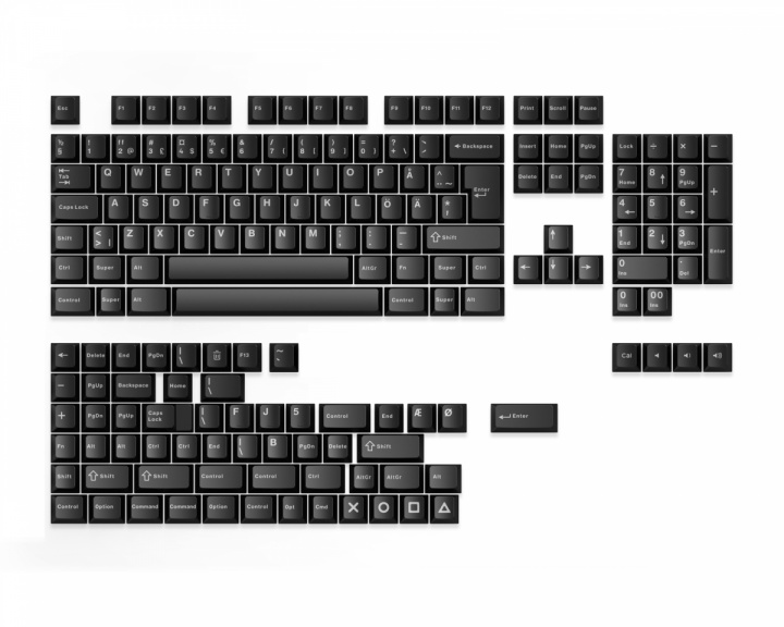 MaxCustom Shine Through Double-shot PBT Keycaps Set- Black