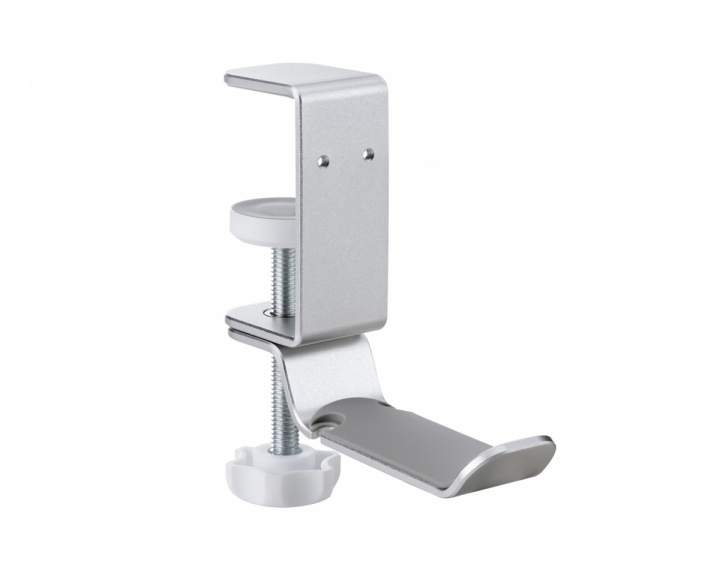 MaxMount Clamp-On Headset Stand - Universal Headphone Holder - Silver