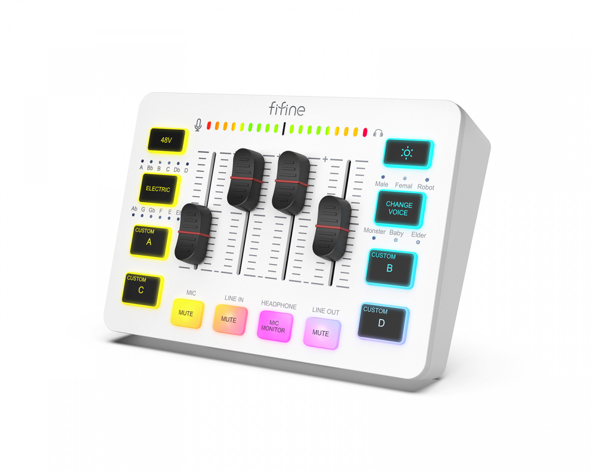 Fifine AMPLIGAME SC3 Gaming USB Mixer - Audio Mixer for Streaming