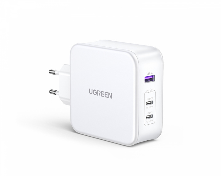 UGREEN Nexode 140W USB-C PD GaN - 3-Port Wall Charger + USB-C Cable 1.5m - White