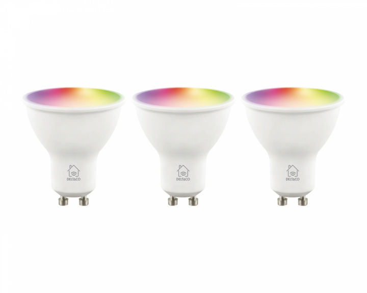 Deltaco Smart Home RGB LED Light GU10 WiFi 4.7W - 3-pack