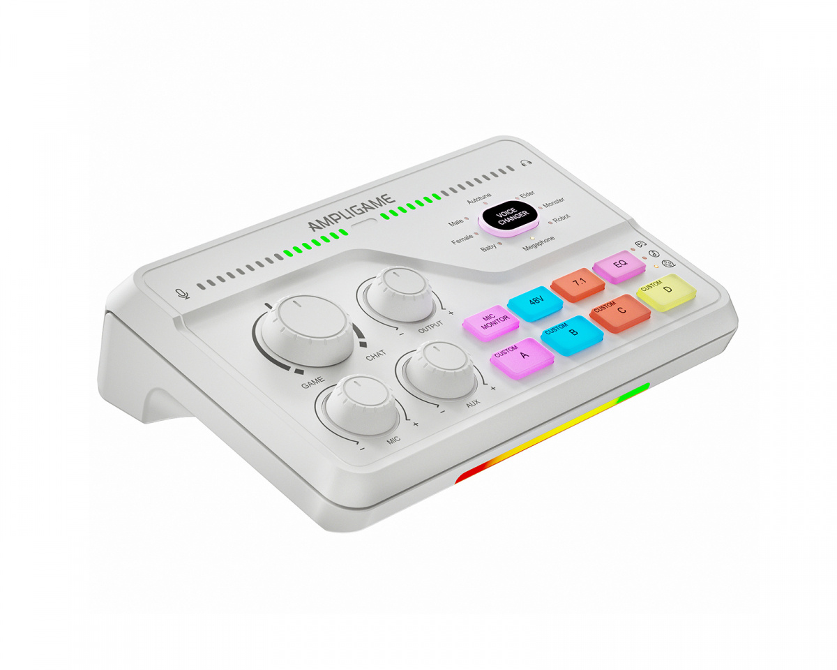 Fifine AmpliGame SC8 Audio Mixer - White - MaxGaming.com