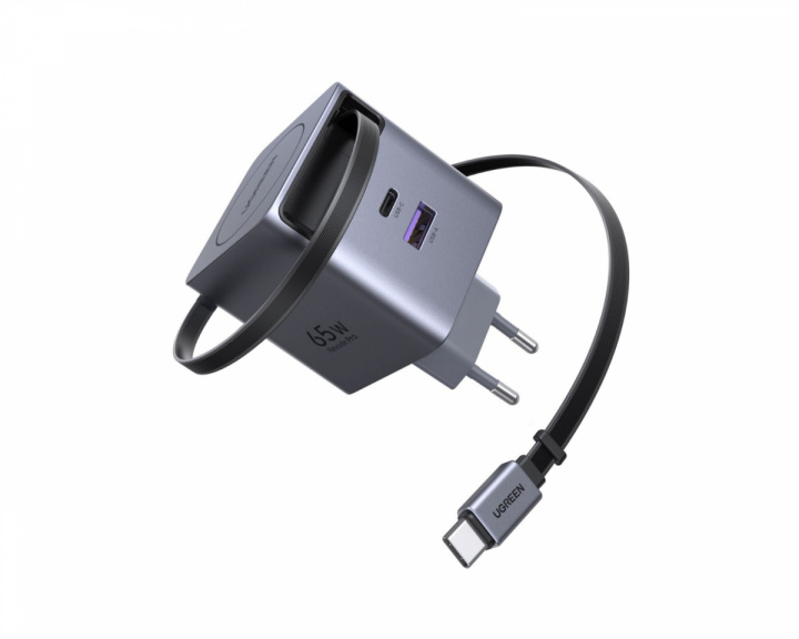 UGREEN 65W GaN Fast Charger with Retractable Cable
