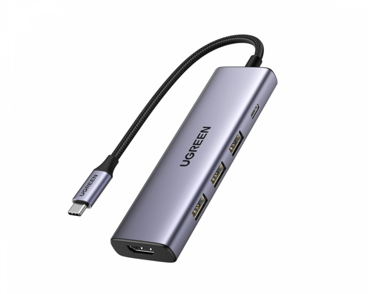  5-in-1 USB-C to 3*USB.3.0+HDMI Hub with USB-C Power Supply