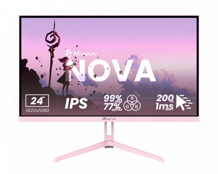 Arozzi Nova 24“ IPS 1920x1080 200Hz Gaming Monitor - Pink