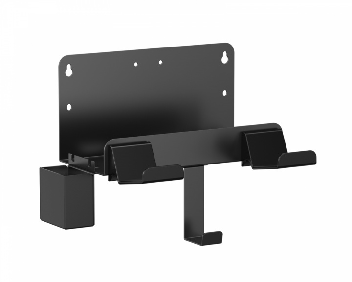  Wall-mounted media shelf with accessory holder - Black